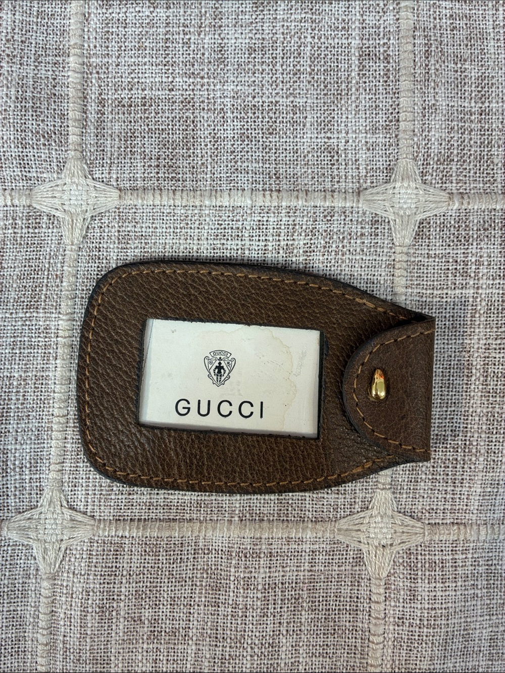 Gucci Brown Leather Key & Card Holder with Gold Snap
